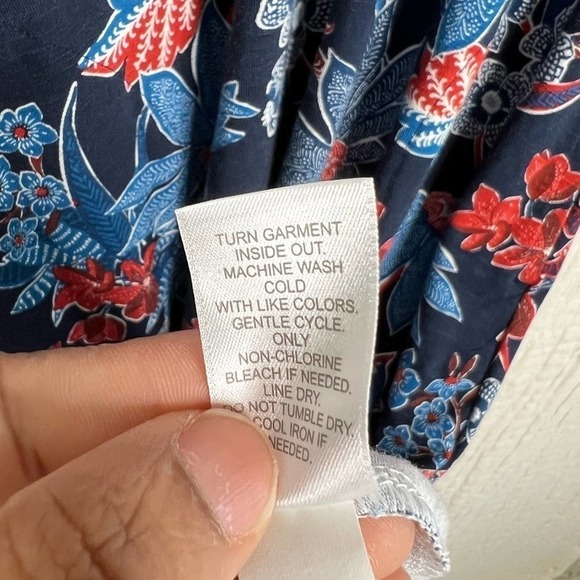 J Jill Jersey Maxi Dress Blue Red Floral Short Sleeve size S Small - Picture 7 of 7